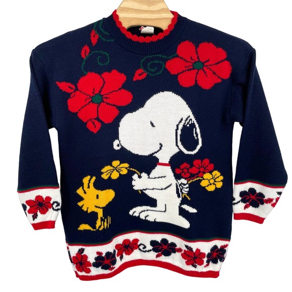 Snoopy Other - Vintage 80s 90s Snoopy and Friends big logo aop knit acrylic sweater men's M